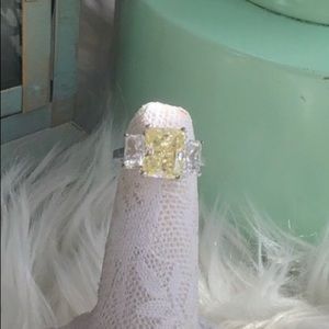 Sterling Silver, Yellow & White 3 Stone Ring